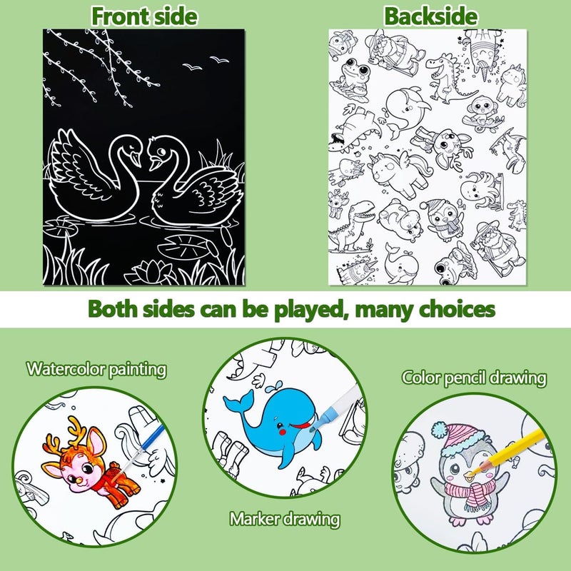 JUNQIU US JUNQIU Scratch Art for Kids, Rainbow Scratch Paper Art Set - Animals, Arts and Crafts for Girls Boys Ages 4-8, Activity & Christmas Crafts, Stocking Stuffers for Kids - Image 4